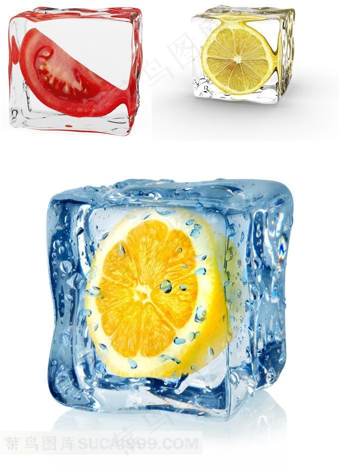 冰住的柠檬高清摄影图片