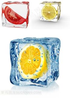 冰住的柠檬高清摄影图片