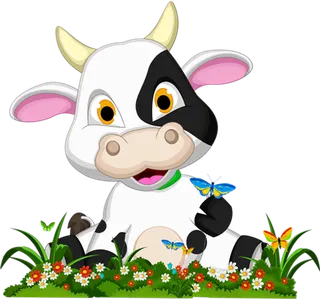 奶牛可爱卡通简笔现代农业