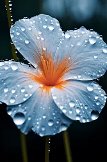 雨天花朵上的雨珠特写摄影图