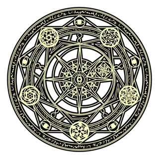 法阵花边黄色元素素材