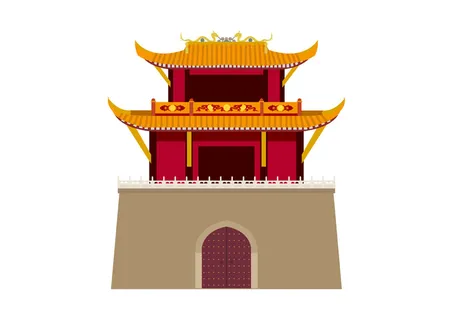 复古中国风国潮古建筑插画手绘高楼古塔AI素材亭子png免抠图