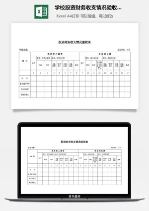 学校投资财务收支情况验收表excel模板