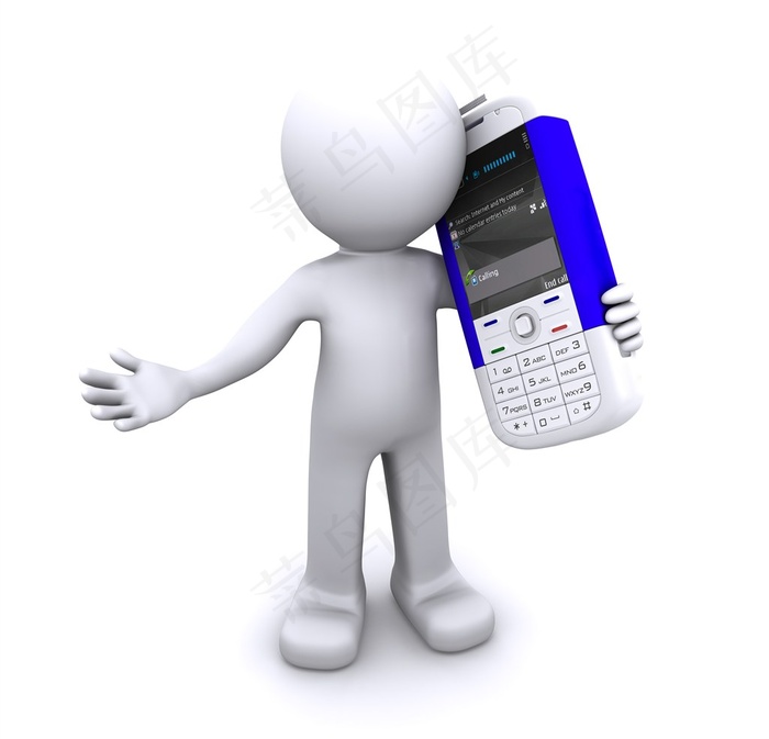 正在打电话的3D立体小人