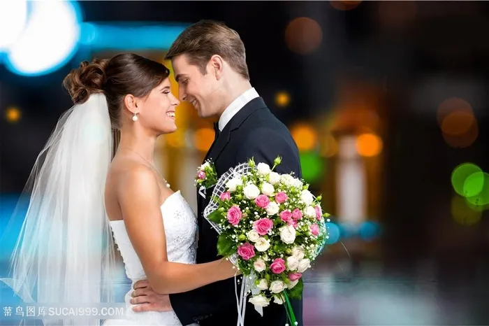 拍婚纱照的幸福男女高清图片