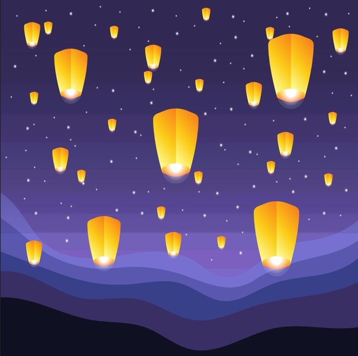 节日孔明灯素材图片