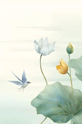 淡雅荷花国风绿色背景