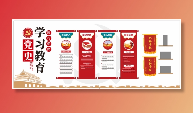 党建党史文化墙源文件CDR平面效果图cdr矢量模版下载