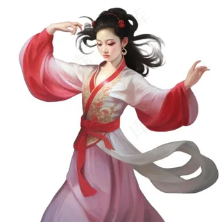 古风古装少女仙气粉色衣裙插画免抠