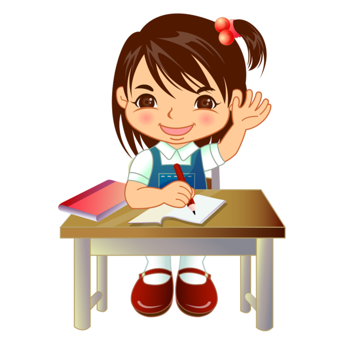 上课 卡通 举手 女孩