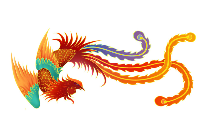 手绘国潮中国风神龙凤凰卡通形象插画装饰元素图案PSD设计素材psd模版下载