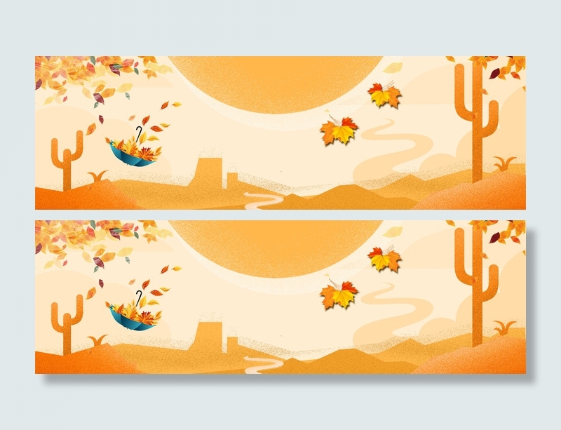 秋天落叶banner背景PSD素材