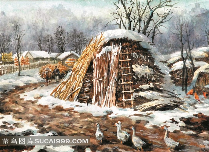 乡村冬日设计素材