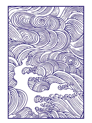 中国风复古中式祥云纹浪花纹背景海浪底纹理线纹PSD素材AI背景图案