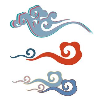 中国风中式国潮敦煌云纹祥云插画图案云朵云彩元素PSDAI设计素材