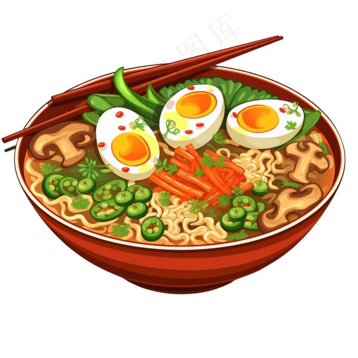 面条泡面美食插画免抠(1024x1024)