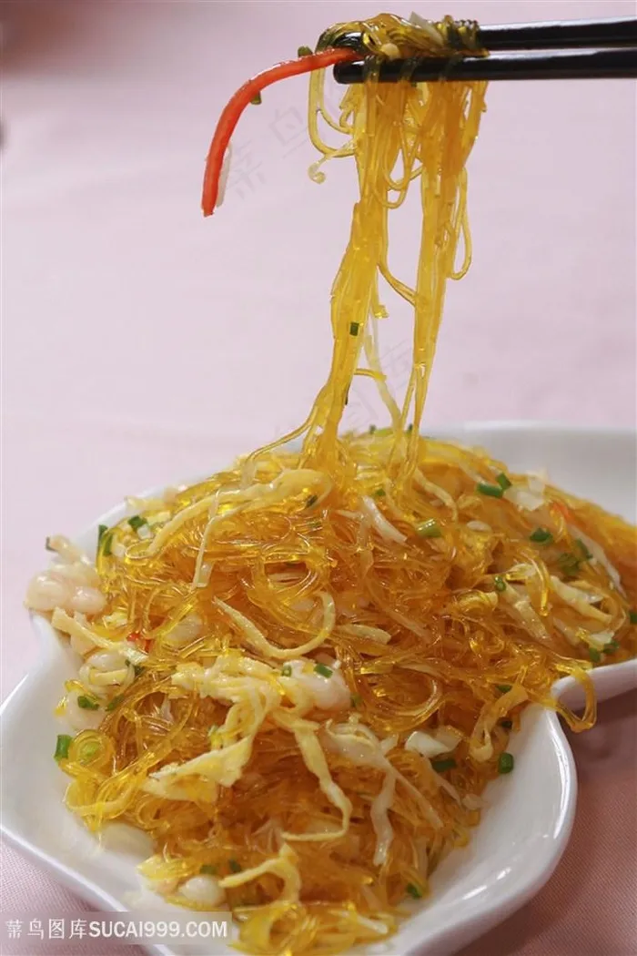 中华美食海鲜炒粉丝实拍摄影图