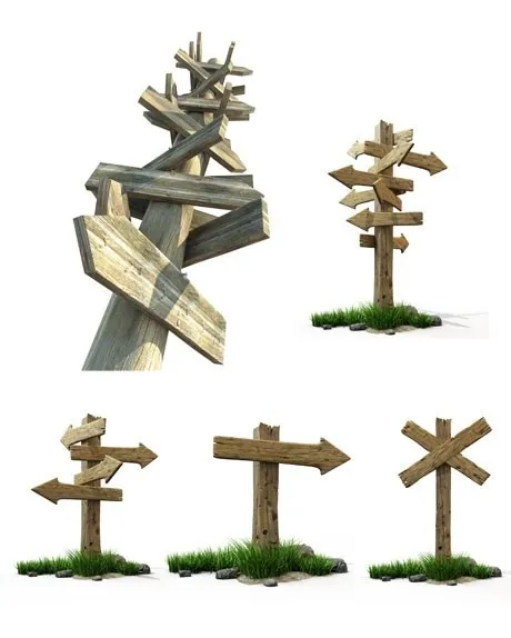 5款木纹指路牌高清图片