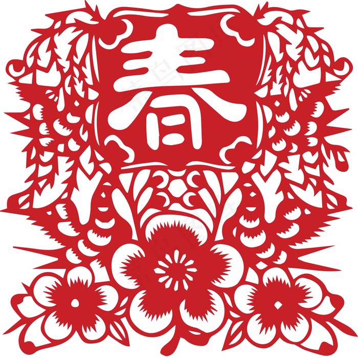 春节剪纸 剪纸风元素