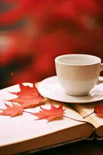 书本树叶秋叶红色简约背景