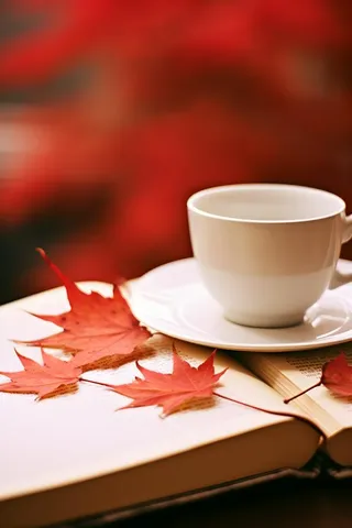 书本树叶秋叶红色简约背景