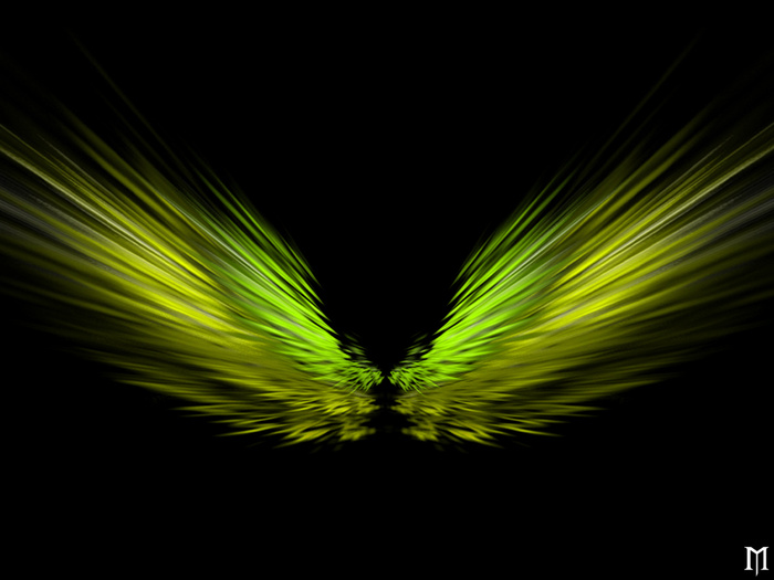 绿色发光光影翅膀背景