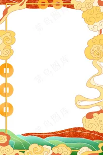 国潮手绘相框psd分层模板