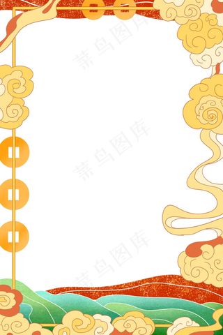 国潮手绘相框psd分层模板