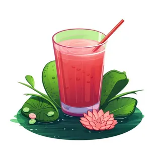 清新夏日莲花饮料元素