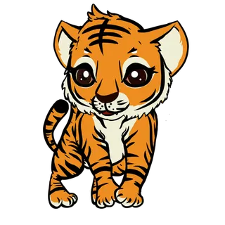 卡通小老虎PNG免抠插画素材可爱动物老虎插画贴图PNG免抠设计素材