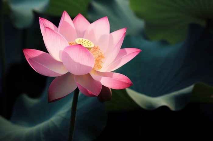 莲花光影暗黑摄影图