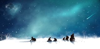 冰天雪地雪人唯美