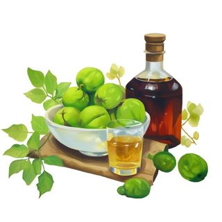 青梅酒青梅叶子酒罐元素