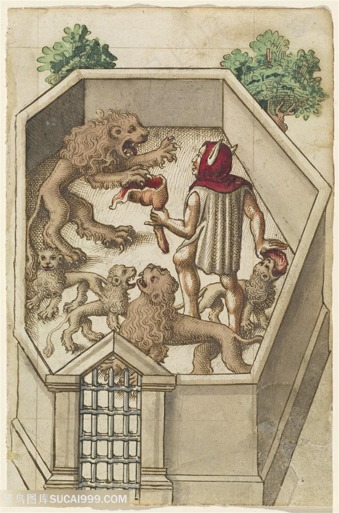 猎人狮子手绘装饰画