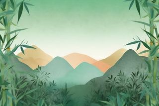 古风国风山水竹叶水墨画风景背景