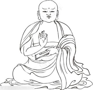 施教的僧人罗汉线描矢量PNG绘画图片
