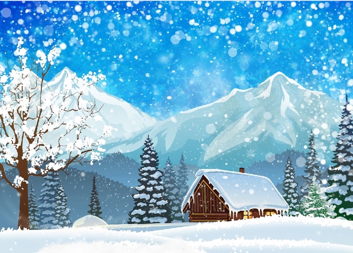 圣诞节蓝天白色风景背景墙