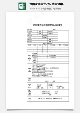 贫困家庭学生*助学金申请表