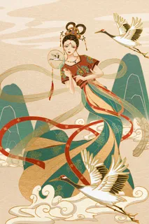 复古中国风国潮神话人物敦煌插画仙女手绘海报背景PSD设计素材 复古中国风国潮神话人物敦煌插画仙女手绘海报背景PSD设计素材