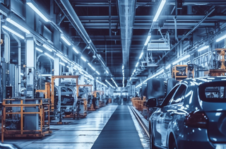 汽车装配厂汽车工厂生产线工作摄影图