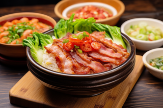 煲仔饭拌饭美食摄影图