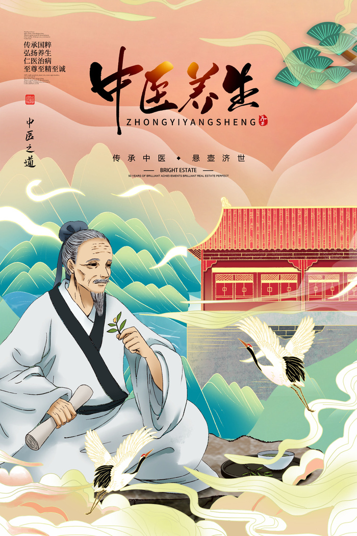 创意中式国潮风中医海报psd模版下载