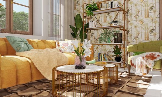 北欧简约现代艺术风格室内设计客厅沙发场景(6)