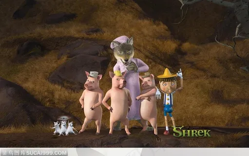 怪物史莱克桌面壁纸-三只小猪和匹诺曹