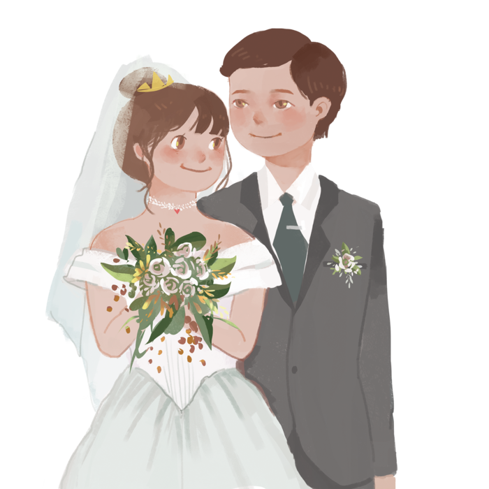婚纱卡通人物婚礼白纱结婚婚纱摄影手绘