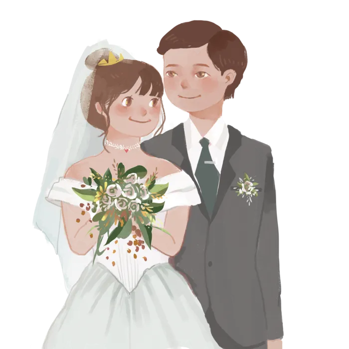 婚纱卡通人物婚礼白纱结婚婚纱摄影手绘