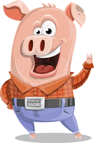 小猪卡通动物简笔卡通