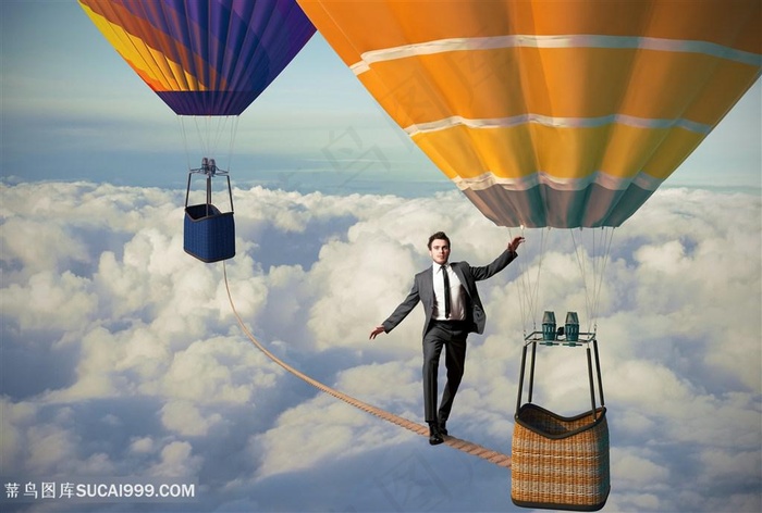 走绳索的商务人士高清图片