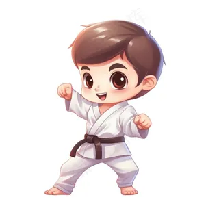跆拳道男孩插画免抠