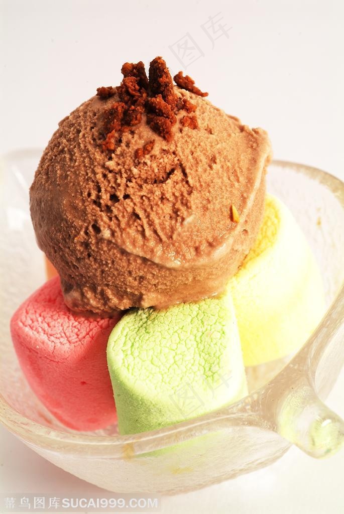 甜品店广告素材 巧克力奶油冰激凌与棉花糖冰品